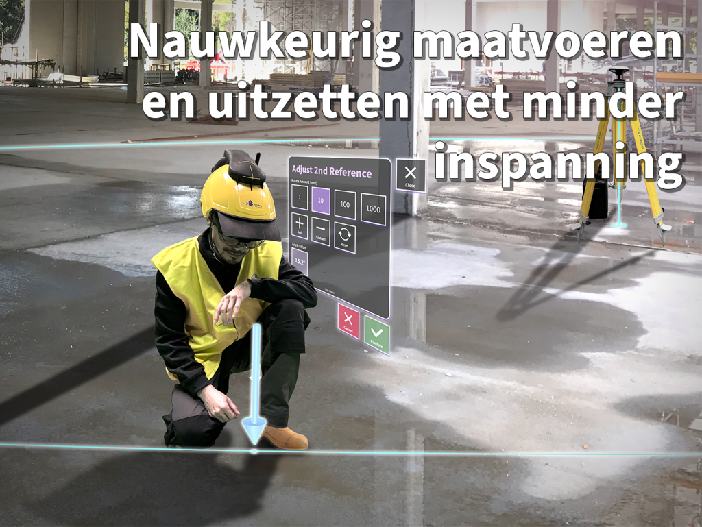 Nauwkeurig maatvoeren en uitzetten met VR-technologie.